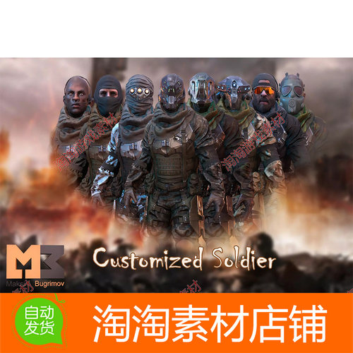 Unity3d PBR Customized Soldier 1.0 自定义士兵人物模型无动画