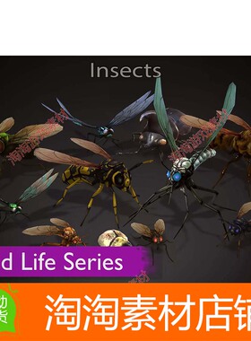 Unity3d Wild Life - Insects 1.7 低多边形昆虫蜜蜂蜻蜓带动画