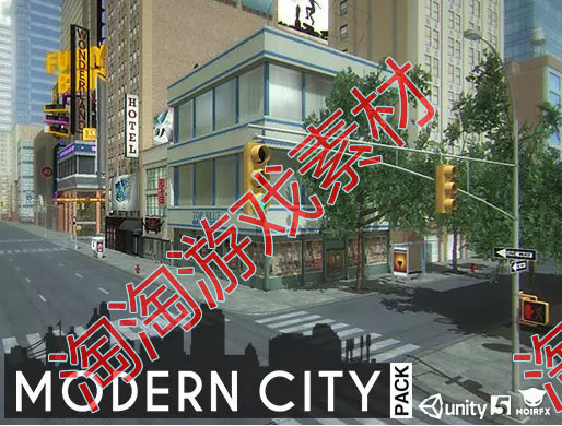 Unity3d Modern City Pack 1.06现代城市街道高楼场景模型素材