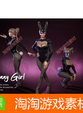 Unity3d Bunny Girl 1.0 兔女郎面具女孩女性模型素材包
