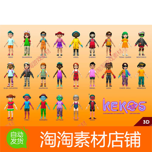 Unity3d Kekos - Customizable 3D Character Cartoon Kids 1.1.0