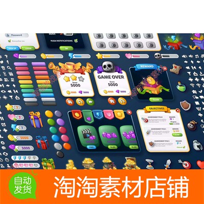 Unity UI Kit Pro - Casual Glossy 1.0 卡通游戏界面UI图标素材
