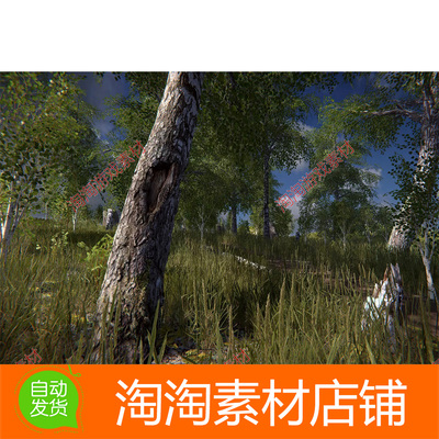 Unity3d Scanned Birch Wood v1.1 逼真写实树木树干枯树模型素材