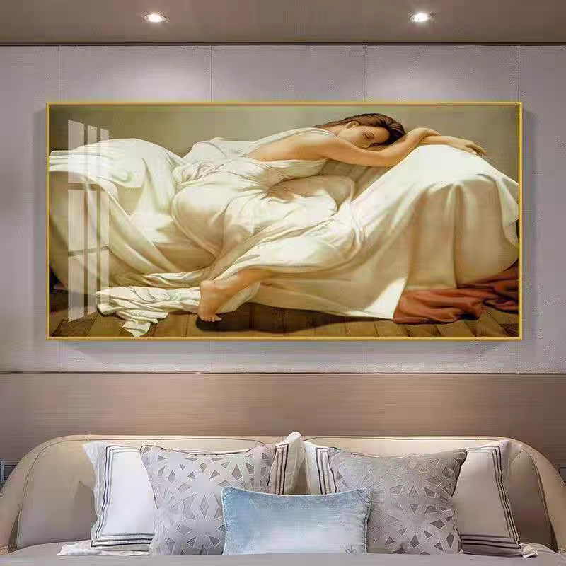 睡美人欧式浪漫人物卧室床头装饰画客厅客房挂画酒店宾馆墙面壁画