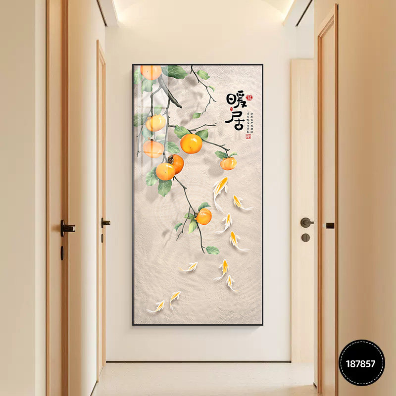 新款玄关入户过道走廊装饰挂画新中式现代简约壁画寓意好客厅墙画