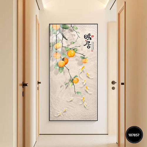 新款玄关入户过道走廊装饰挂画新中式现代简约壁画寓意好客厅墙画