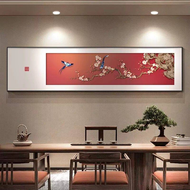 喜上枝头床头装饰画新中式房间主卧室温馨挂画客厅茶室背景墙壁画