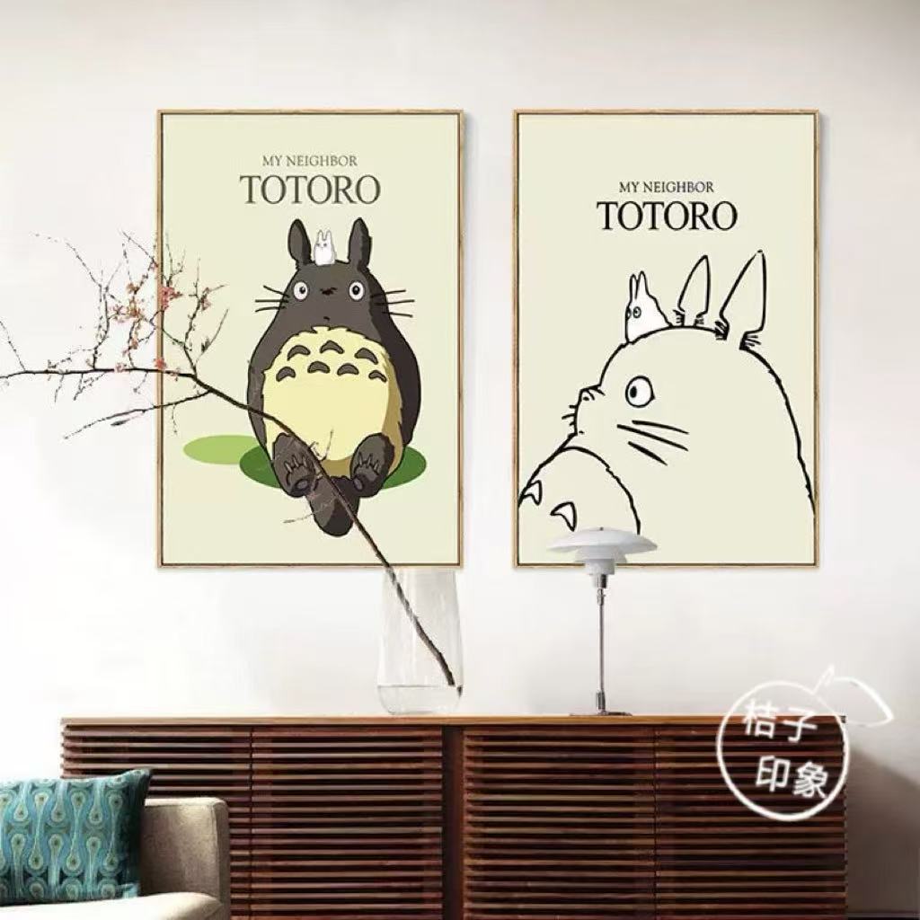 宫崎骏龙猫海报日本动漫挂画高级感卡通壁画儿童房卧室个性装饰画