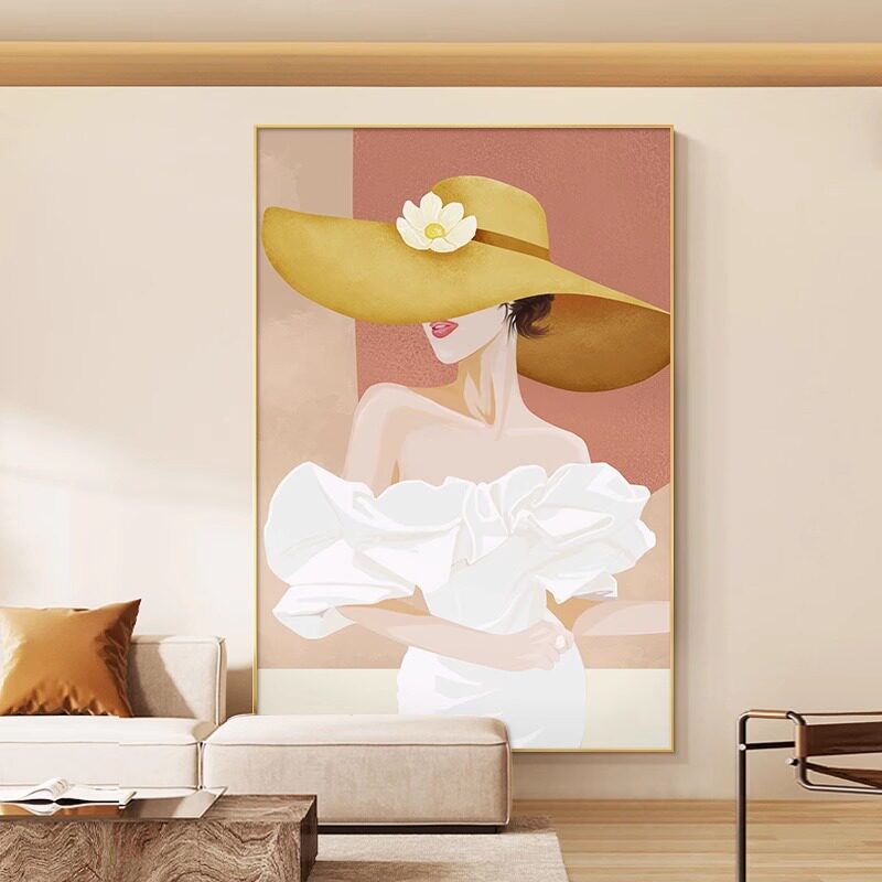美容院墙面装饰画人物高级感背景墙挂画艺术美女服装店客厅墙壁画