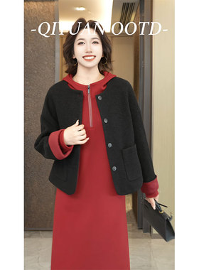 柒院家大码女轻奢双面呢羊毛呢外套2025冬款宽松显瘦遮肉洋气大衣