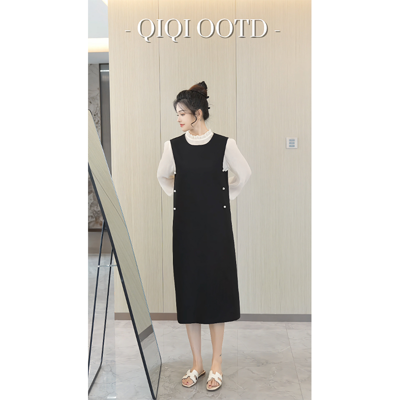 柒院家大码法式半高领长袖衬衫女