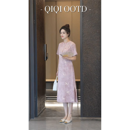 柒院家微胖大码新中式改良连衣裙