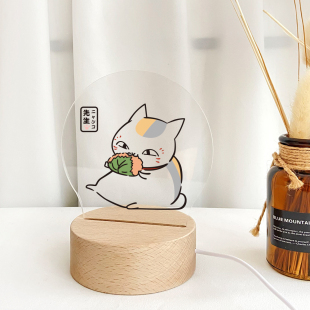 漫能夏目友人帐小夜灯猫咪老师床头灯居家日系二次元 动漫周边礼物