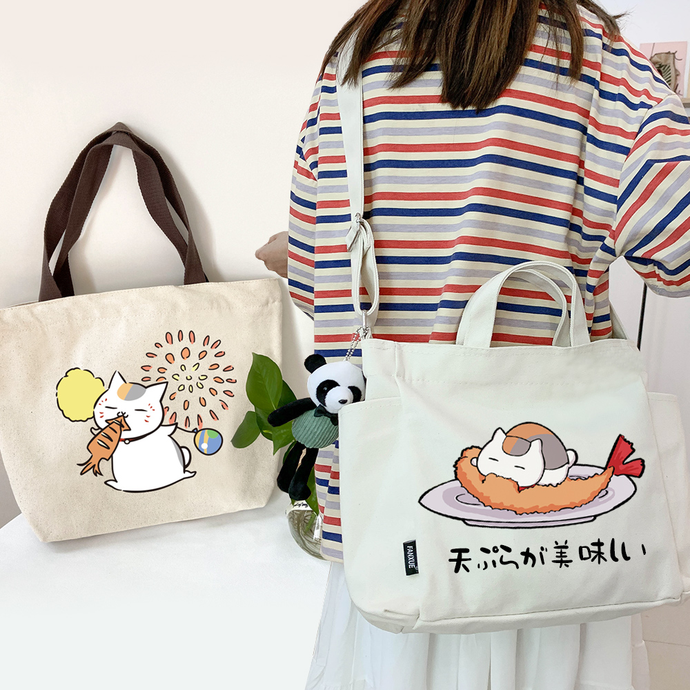 漫能夏目友人帐斜挎帆布包单肩包猫咪老师娘口三三夏目贵志周边