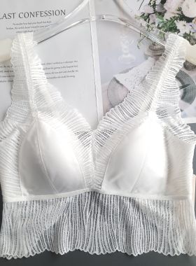 正品丽维M3037蕾丝美背拼接短款吊带背心轻奢性感带胸垫抹胸打底