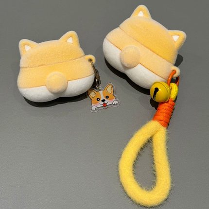 可爱植绒柯基屁屁适用华为FreeClip2耳机壳Freebuds7i保护套Pro3/4小众5i硅胶SE3防摔6i软盒SE2卡通情侣款4e