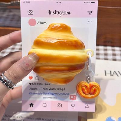 趣味仿真牛角包适用华为耳机壳