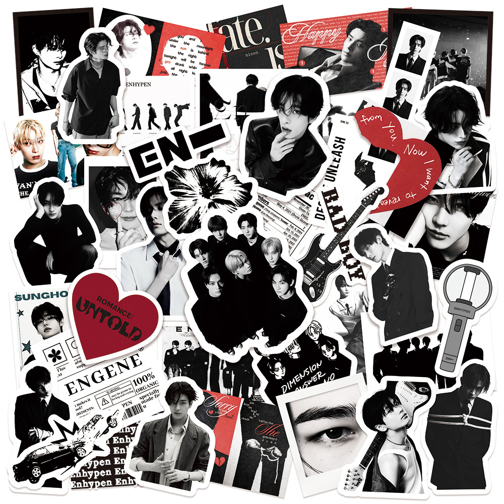 ENHYPEN黑红男团贴纸防水装饰