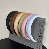 韩系新款 Handmade高颅顶缎面发箍女士压发日常外戴蓝色防滑头箍