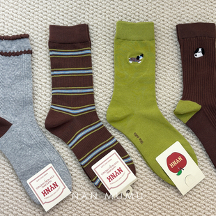 NANMUMU秋冬新款 韩国东大门进口纯棉保暖女士袜日常袜子 中筒袜