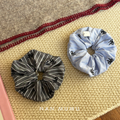 韩国新款 蝴蝶结条纹马尾大肠发圈高级感小众秋冬韩系发饰头饰发绳