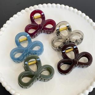 蝴蝶结小号发量少气质半扎发迷你亚克力抓夹发夹后脑勺马尾鲨鱼夹