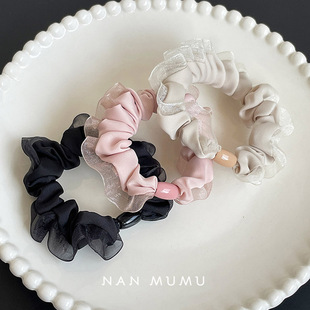 韩国高弹力夏季 蕾丝缎面发圈扎马尾盘发气质仙气丸子头皮筋发绳