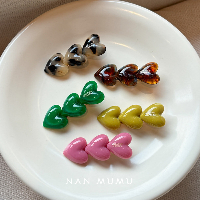 韩国进口2025新款france可爱糖果纯色爱心刘海夹气质边夹鸭嘴夹女