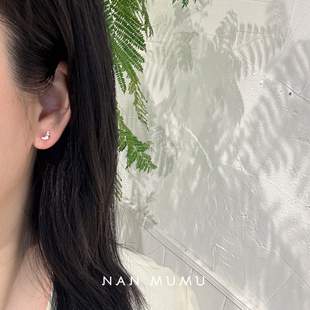 NanMuMu 小众独特牛角包耳钉s925纯银小巧精致绝美耳饰女 韩系新款
