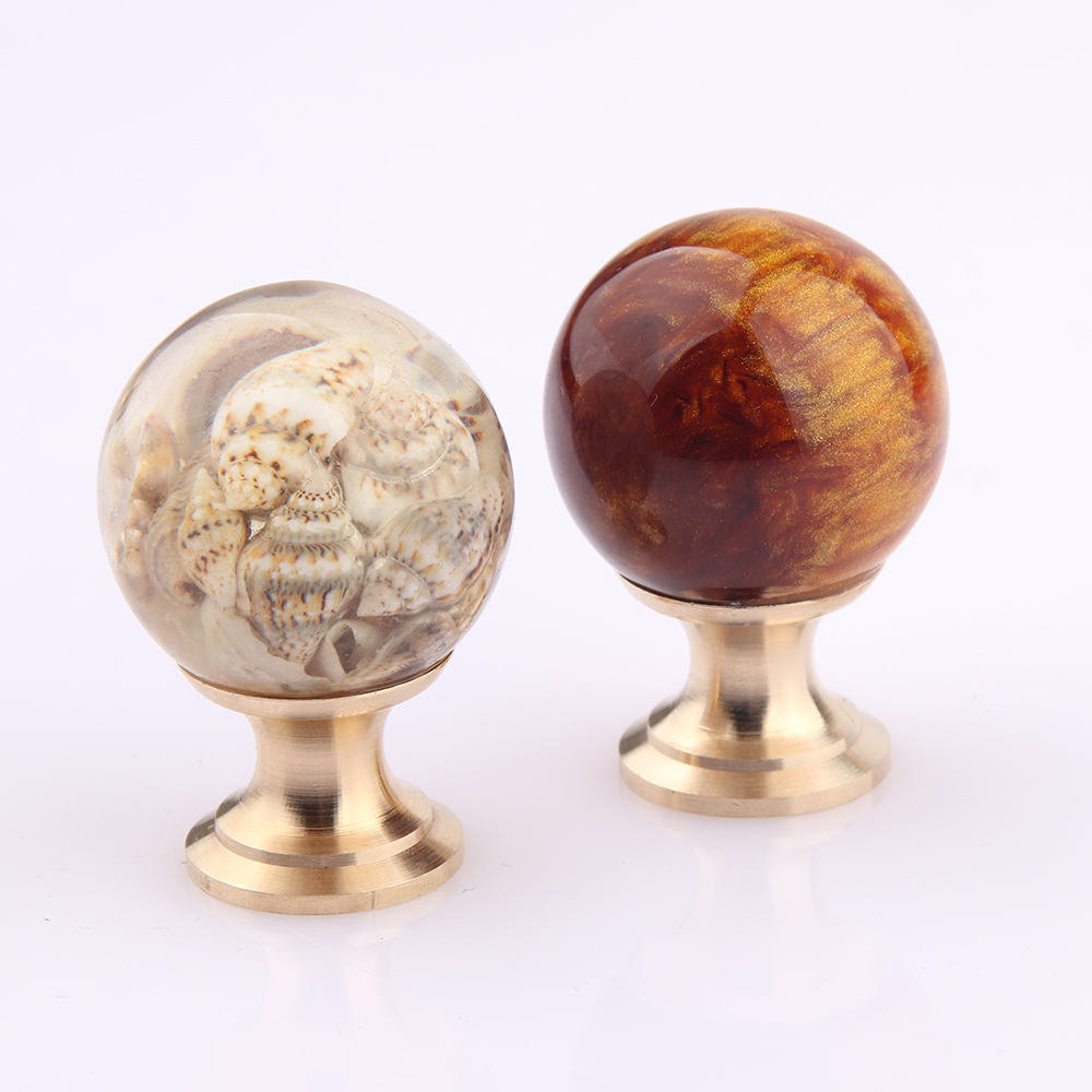 轻奢黄铜创意琥珀贝壳小拉手抽屉橱柜门小把手树脂单孔盒子提手