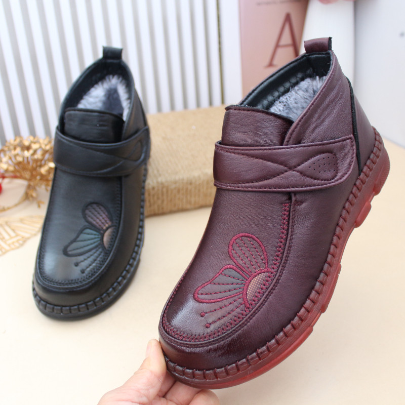 冬季老北京布鞋加绒保暖加厚女短靴女高帮女棉鞋牛筋底粘带妈妈鞋,女鞋,时尚雪地靴,淘宝优惠券,粉丝福利购,淘宝优惠卷