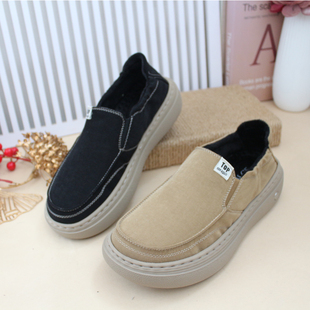 圆头宽松套脚薄绒二棉鞋 25年冬季 加绒保暖男休闲鞋 老北京布鞋 新款