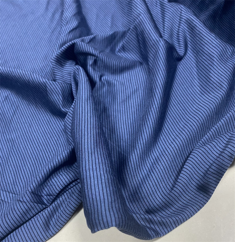 特价宽幅藏蓝色横条桑蚕丝针织真丝面料细腻全真丝体恤连衣裙布料