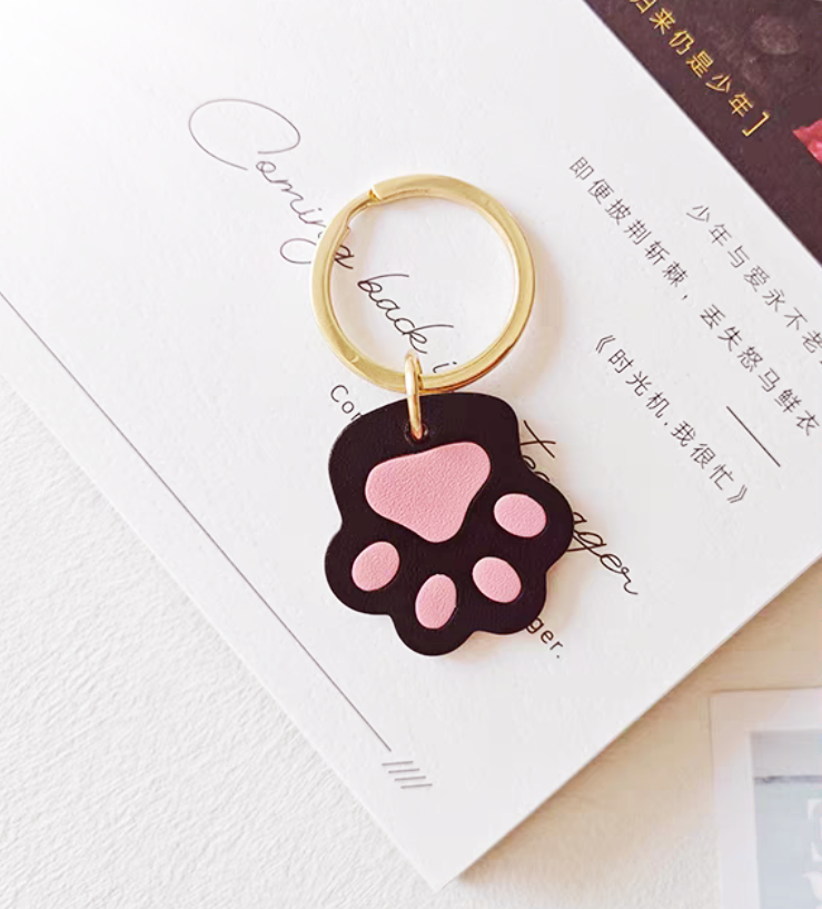猫爪钥匙扣创意卡通真皮汽车钥匙链狗爪挂饰定制精致可爱包包挂件