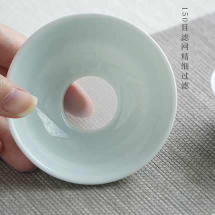 陶瓷影青茶漏景德镇茶叶过滤器纯白茶滤网纱茶道配件过滤网易清洗