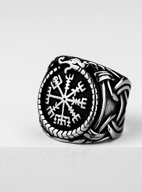 欧美饰品北欧维京三角标志钛钢戒指不锈钢男士嘻哈风戒指