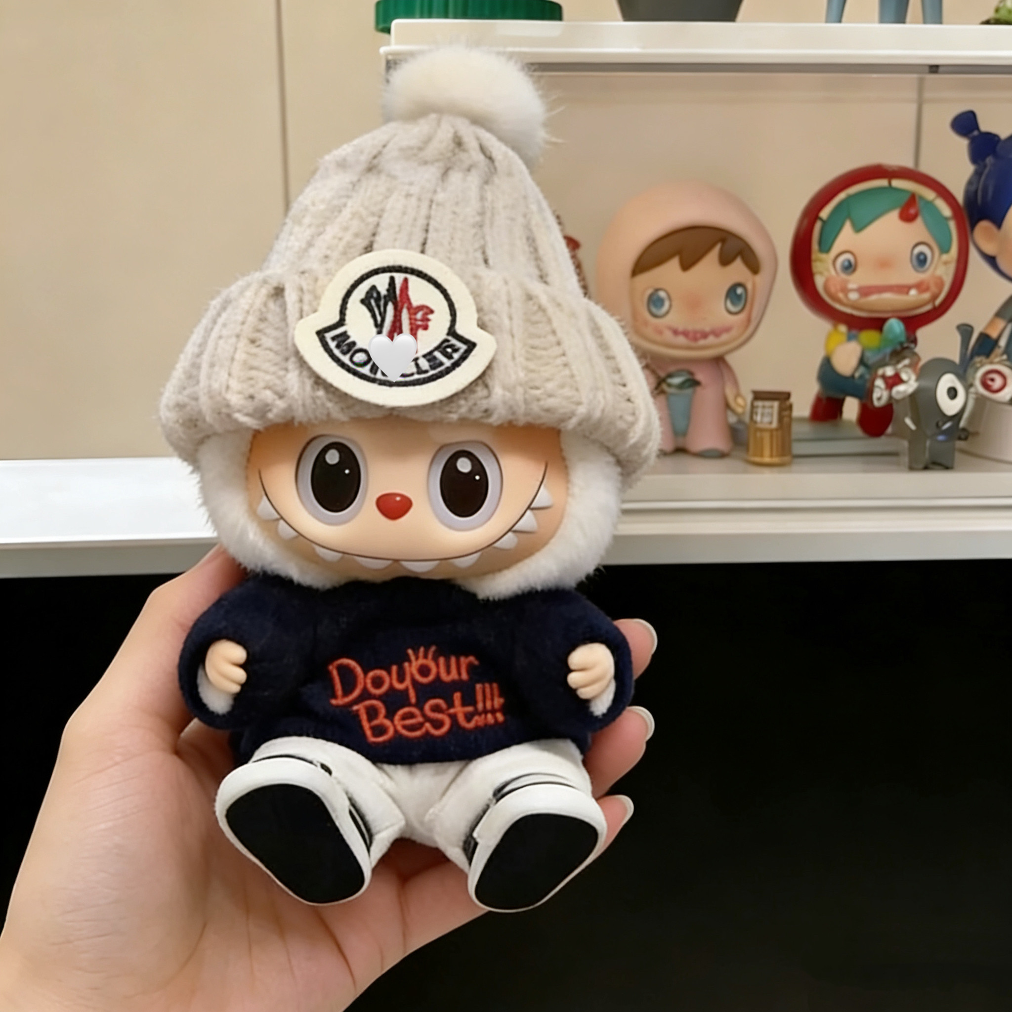 拉布布一二三代通穿17cm栗子可可咖条纹针织毛线帽套装labubu娃衣,模玩/动漫/周边/娃圈三坑/桌游,潮玩娃衣,淘宝优惠券,粉丝福利购,淘宝优惠卷