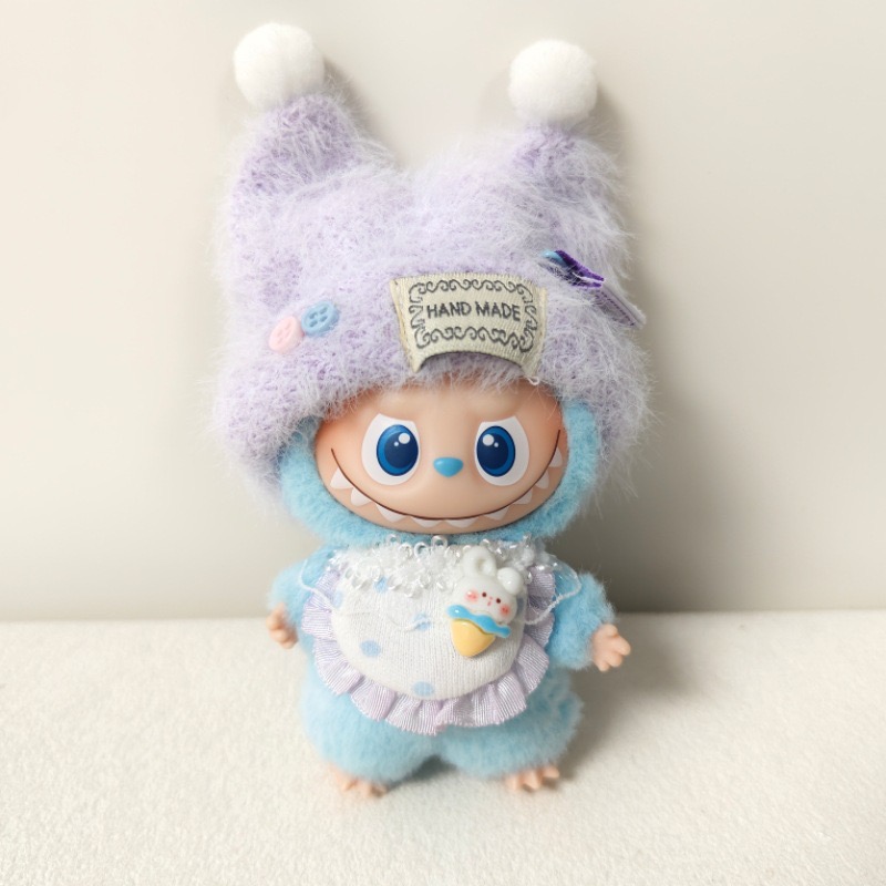 适用mini四代拉布布衣服10cm拉布布帽子口水巾套装可爱娃衣玩偶换