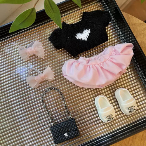 适用一二三代labubu小香风17cm娃衣拉布布套装拉布布娃衣娃衣服