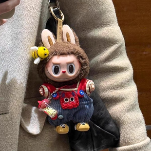 适用一二三代labubu娃衣17cm可爱套装拉布布娃衣一代三代背带裤