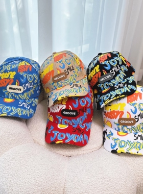 儿童帽子遮阳春秋季宝宝棒球帽女童夏天个性印花嘻哈男童鸭舌帽潮