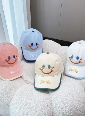 ins 韩国儿童帽子春秋宝宝遮阳帽百搭男童鸭舌帽刺绣女童棒球帽子