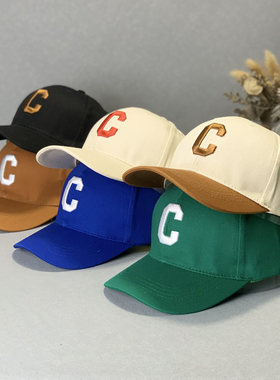 儿童鸭舌帽春秋夏季薄款c字母刺绣ins韩版男女童遮阳帽宝宝棒球帽