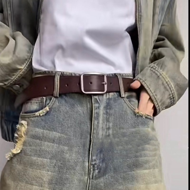 针扣皮带男韩版牛仔裤腰带潮流年轻凹造型男女通用复古风百搭裤带