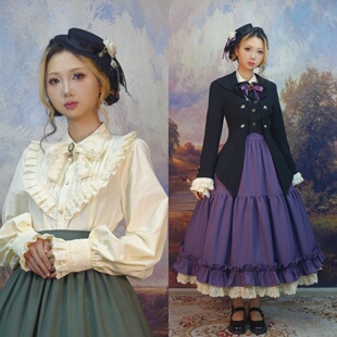 野蔷薇/全款预约/lolita衬衣+复古显瘦半裙套装cla系轻lo女装原创
