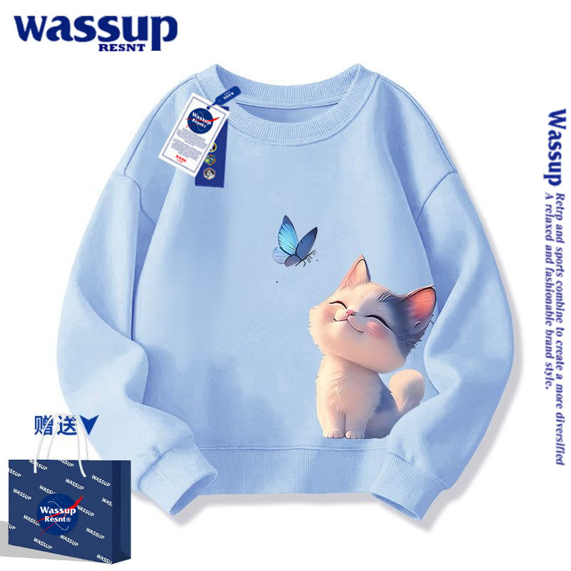 WASSUP女童卫衣春秋款2026新款小女孩春秋季洋气加绒衣服儿童春装