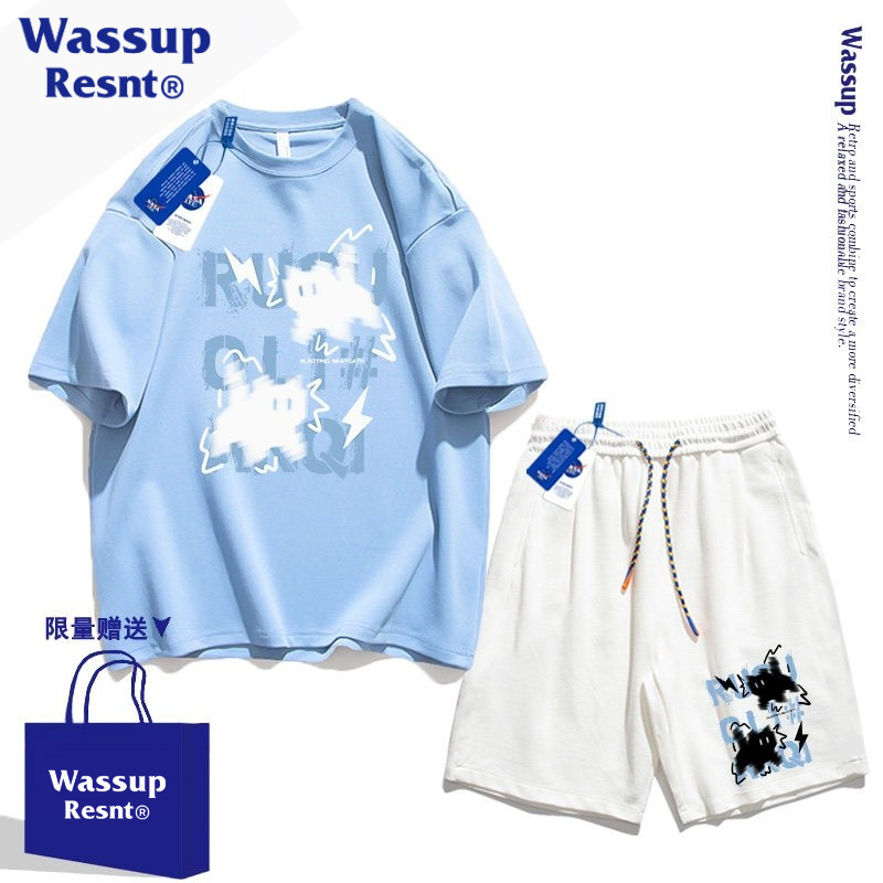 wassup联名闪电小猫短袖T恤男女2026新款夏季宽松初中生半袖上衣