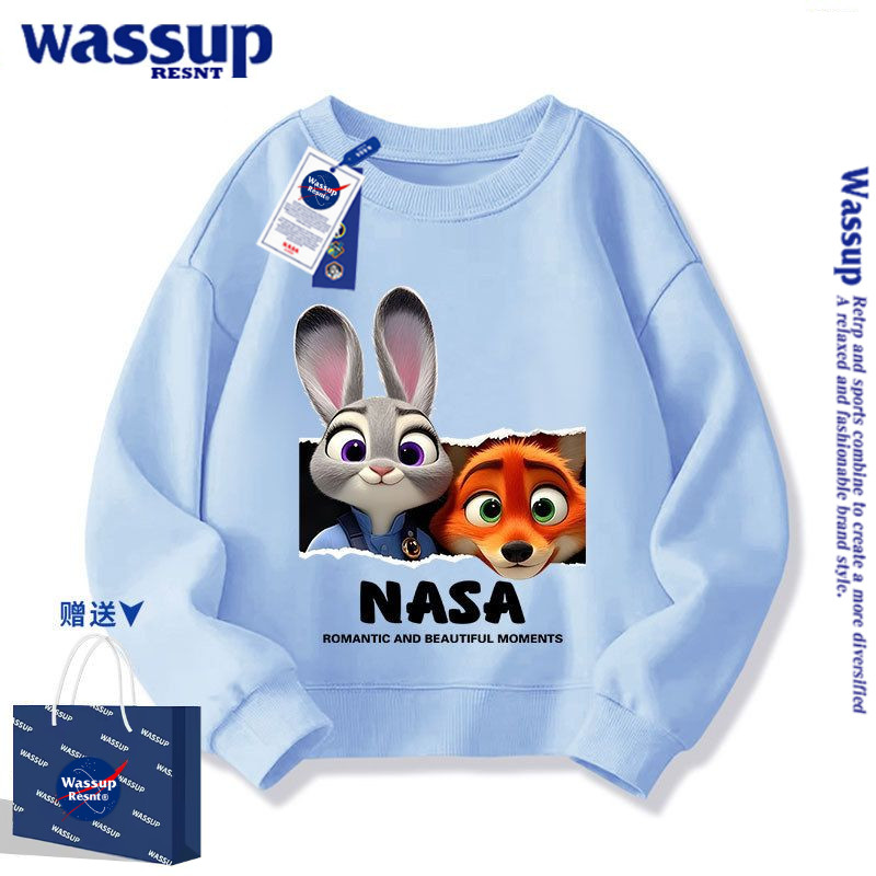 WASSUP疯狂动物城儿童卫衣2026新款兔子警官朱迪衣服加绒男女童