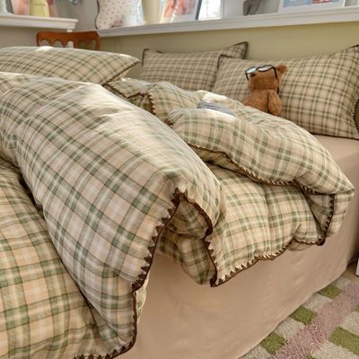 絮棉家纺2026新款全棉纯棉有氧双层纱贝壳边四件套床上用品100s