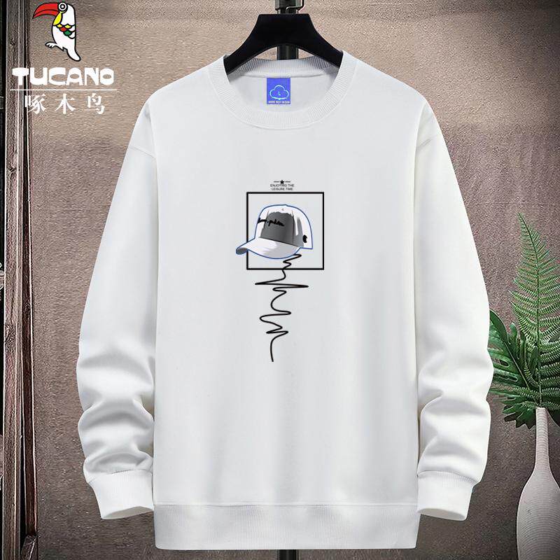 啄木鸟圆领套头卫衣男纯棉打底衫